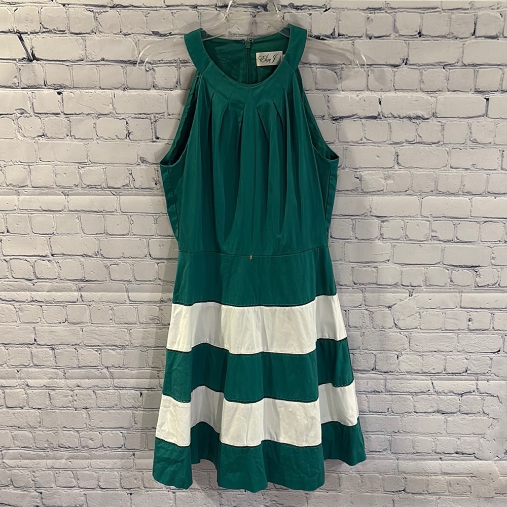 Green and White Sleeveless Dress